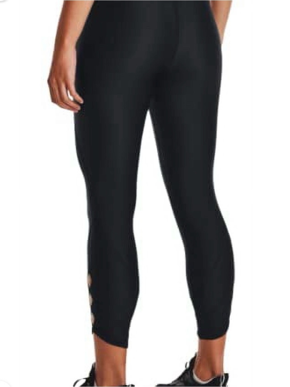 Under Armour Black High-Rise Cropped Leggings with Open Hem Accents